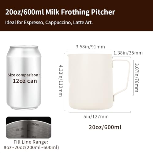 20oz Milk Frothing Pitcher Stainless Steel Espresso Steaming Jug