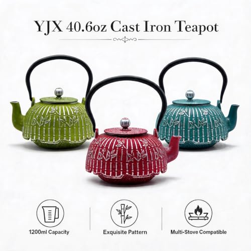 SECHUDO 40.6oz Red Tea Pot