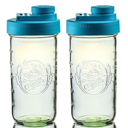 Mason Jar Drinking Cup Pint and Half Drinking Lid and Azure 24oz Jar