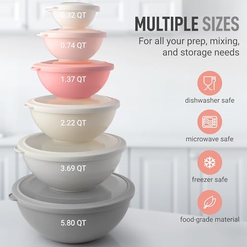 12 Piece Plastic Mixing Bowls with Lids Set (452.48 Count)