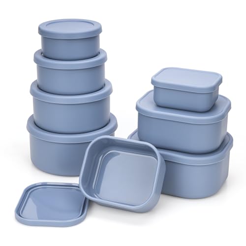 100% Silicone Food Storage Containers with Lids (8 Count)
