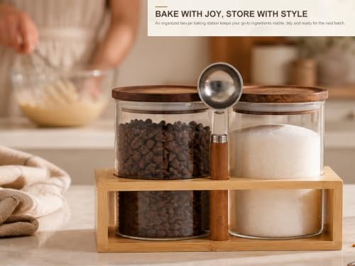 Glass Baking Canister Set with Scoop & Rack