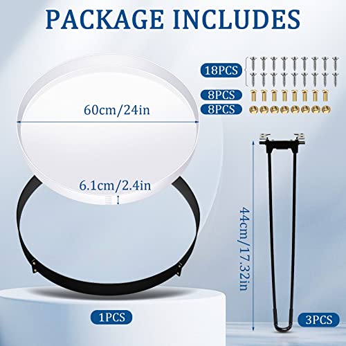 24 Inch Extra Large Resin Table Molds Round Epoxy Resin Molds Set with Metal Frame 3 Hairpin Legs for Table Epoxy Resin Table Mold Epoxy Table Mold for Charcuterie Board River Table DIY Art