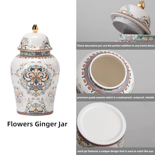 12 inches flowers Ginger Jar with Lid Chinese Decorative Ceramic