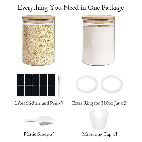 Glass Storage Jars Set Elegant Containers with Airtight Bamboo Lids