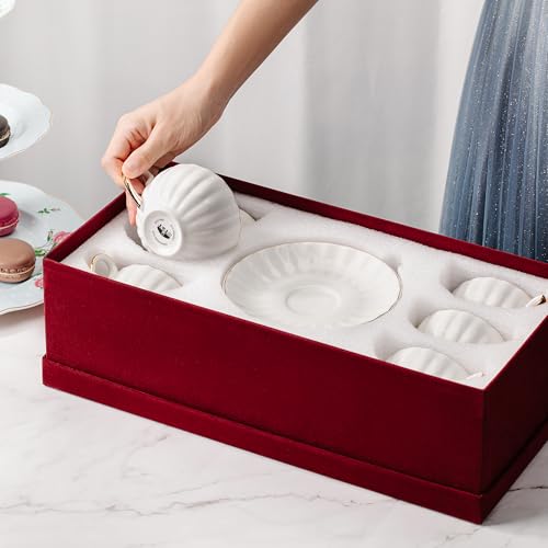 BTaT Cappuccino Cups with Saucers 7 oz with Gift Box