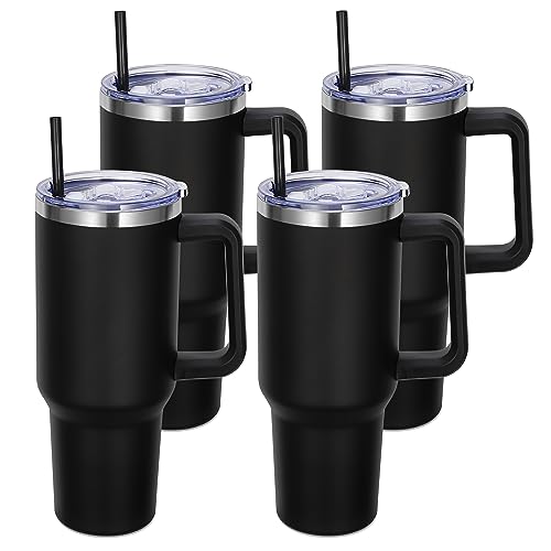 40 oz Tumbler with Handle and Straw (4 Count)