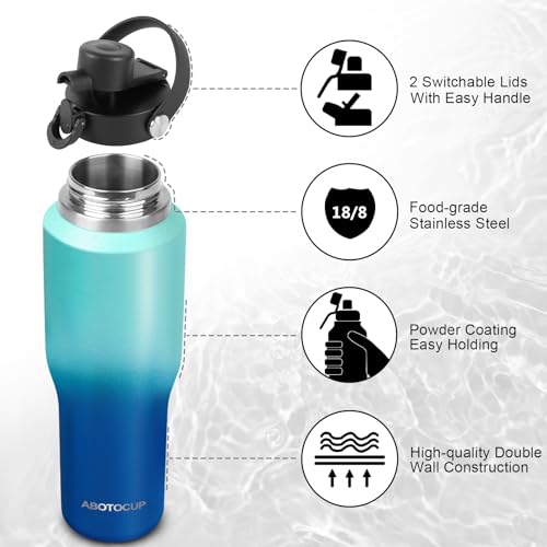 Insulated Water Bottle 32oz with Straw