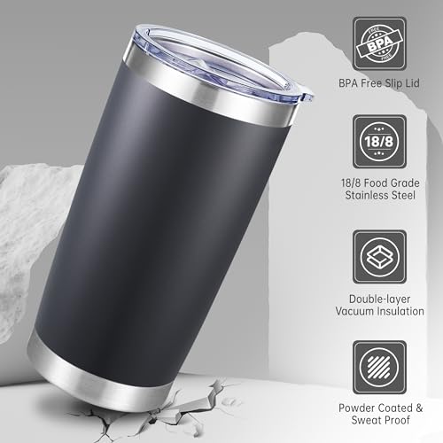 20 oz Tumblers Bulk Stainless Steel Tumbler with Lid Double Wall Vacuum Insulated Coffee Mug 20oz Powder Coated Cup for Hot and Cold Drinks (12 Count)