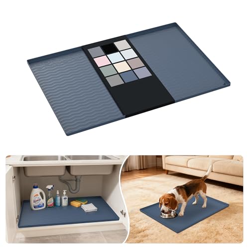 Waterproof Silicone Under Sink Mat 28'' x 22'' Shelf Liner for Kitchen and Bathroom