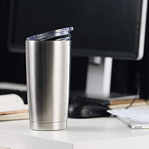 20oz Stainless Steel Tumbler Bulk Double Wall Vacuum Coffee Cup Insulated Travel Mug with Lid and Straw Durable Powder Coated Insulated Coffee Cup for Cold & Hot Drinks (4 Count)