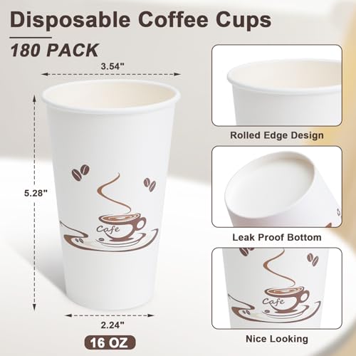 180 Pack 16 oz Coffee Cups (180 Count)
