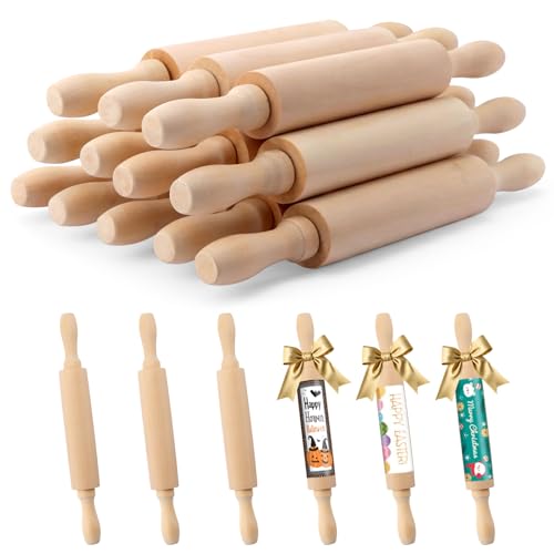 12 Pack 8 Inch Mini Wood Rolling Pin (12 Count)