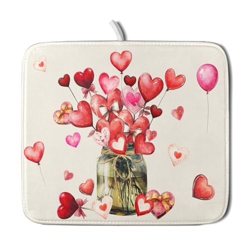 Valentine's Day Dish Drying Mat for Kitchen Counter