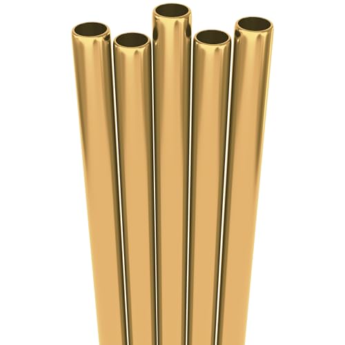 5 Short Stainless Steel Straws with Cleaning Brush. 6.3" Long Metal Cocktail Straws Reusable (5 Count)