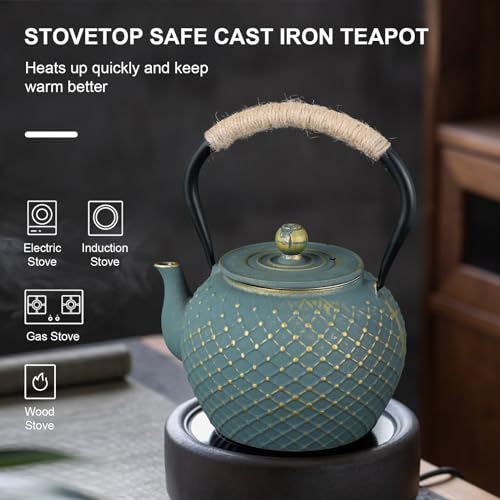 Cast Iron Teapot for Stove Top with Stainless Steel Infuser