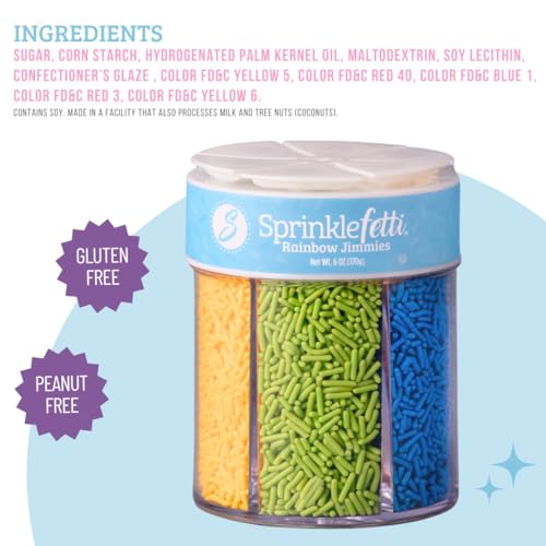 Sprinkles 6 Cell Edible Sprinkle Mix Jimmies Perfect for Cake Decorations Baking Ice Cream Cookies Cupcake Topper (6.45 Ounce)