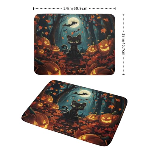 Halloween Black Cat Dish Drying Mat for Kitchen Counter