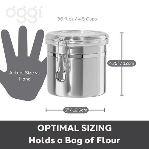 36 Ounce Stainless Steel Canister with Clear Acrylic Lid and Locking Clamp