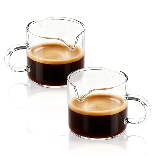 Shot Glasses Espresso Parts Double Spouts Milk Cup Clear Glass (2 Count)