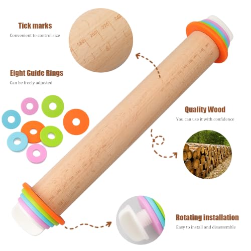 Adjustable Rolling Pin with Thickness Rings