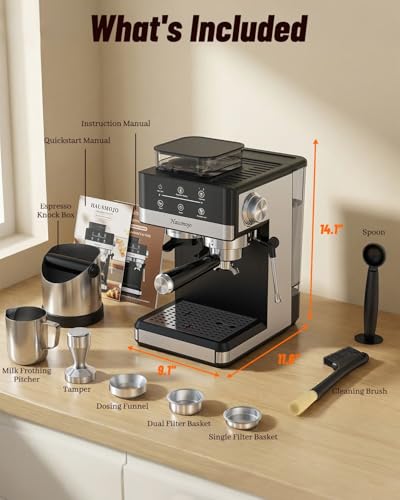 Espresso Machine with Grinder & Milk Frother