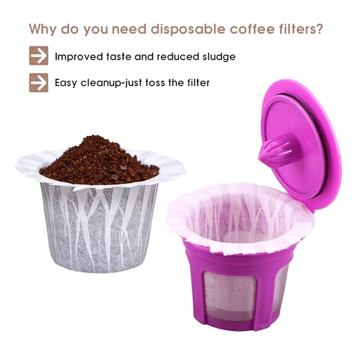 100 Count Disposable Coffee Filters with 4 Pack Reusable K Cup for Keurig 1.0 and 2.0 Coffee Makers