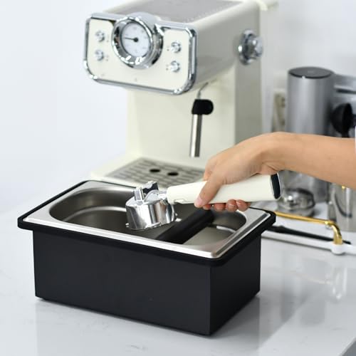 Espresso Knock Box Stainless Steel Large Coffee Puck Container Knockbox