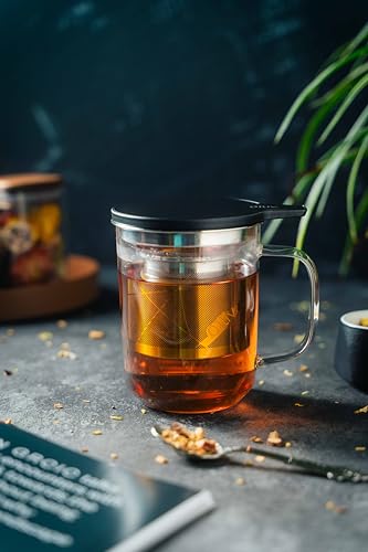 Glass Tea Cup with Infuser and Lid & Stainless Steel 400ml