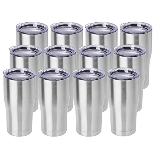 20oz Tumbler with Lid Stainless Steel Tumblers Bulk (12 Count)