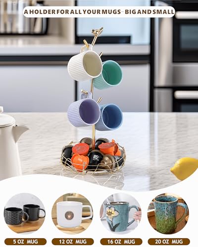 Gold Mug Holder & Mug Tree for Countertop