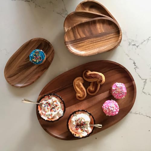 Woodard & Charles Acacia Wood Oval Serving Trays (4 Count)