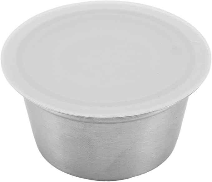 Refillable Coffee Capsule, Stainless Steel Reusable Coffee Pod, High Temperature with Food Grade Silicone Lid for Machines, Includes Scoop and Brush (White)