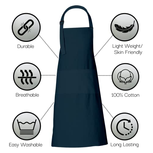 Chef Apron for Women Men with Pockets Cotton Kitchen Cooking Full Length Aprons Reflecting Pond 35x27 Inches