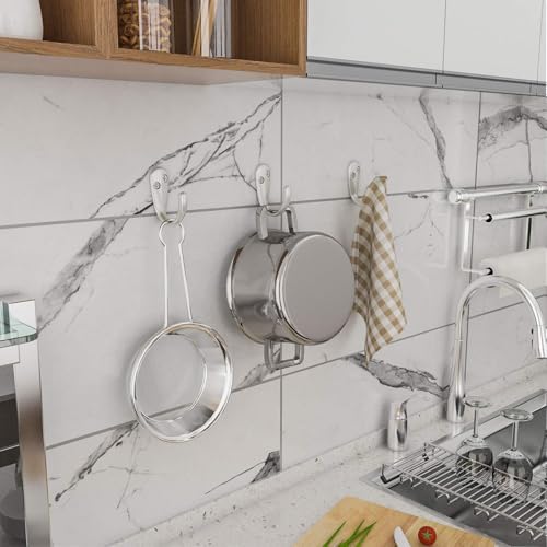 20PCS Coat Hooks Wall Mounted Silvery Single Prong Robe Hook (20 Count)