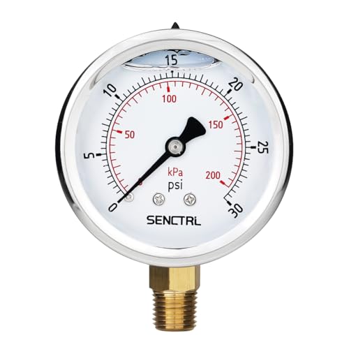 0 30 PSI Liquid Filled Low Pressure Gauge