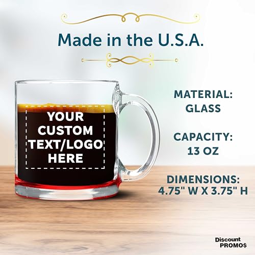 Custom Clear Glass Coffee Mugs 13 oz. Set of 10 (100 Count)