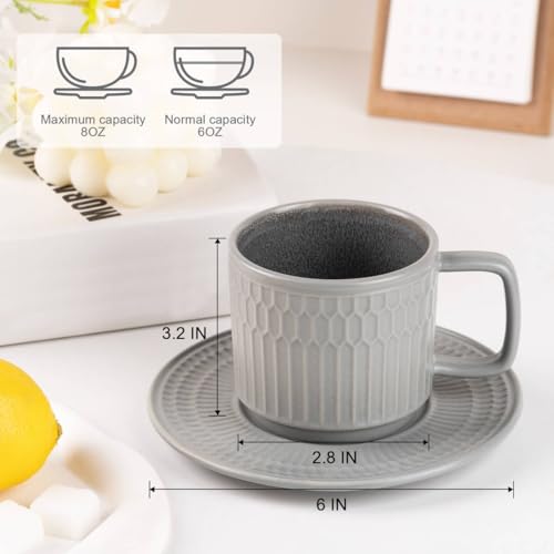 8oz Cappuccino Cups with Saucers Set of 4 (4 Count)