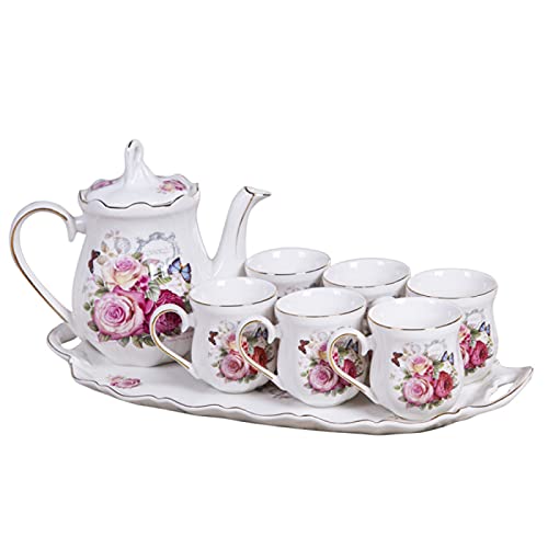 Tea Set for Adults Porcelain Coffee Tea Pot Tea Set with Teapot Tea Cup Sets Tea Sets for Afternoon Tea Wedding Gift