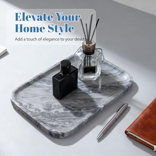 Marble Tray 12"x8" Natural Marble Vanity Tray for Countertop Bathroom Kitchen Dresser