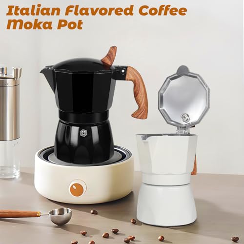 3 Cup Aluminum Moka Pot Classic Stovetop Espresso Coffee Maker 150ml 5oz Coffeemaker Percolator Mocha Pot Greca Coffee Maker Cafe Makers for Italian and Cuban Café Brewing Black