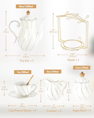 22 pcs White Porcelain Tea Set for 6 (22 Count)