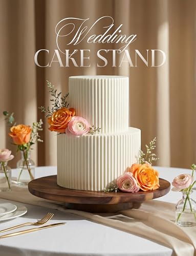 13" Acacia Cake Stand Rotating with Non