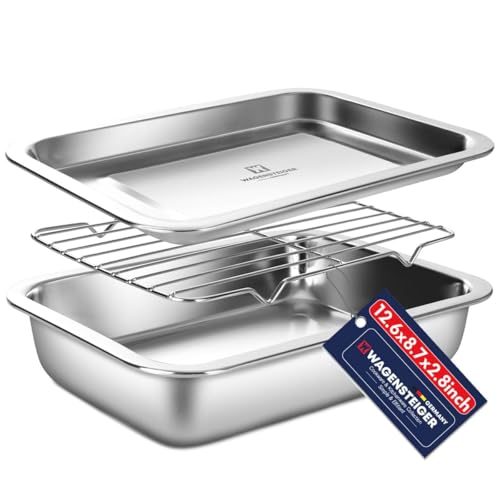 Stainless Steel Casserole Pan or Food Prep Container with Rack & Lid