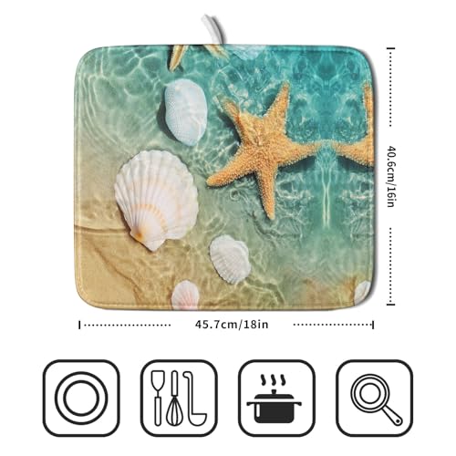 Summer Beach Style Dish Drying Mat for Kitchen Counter