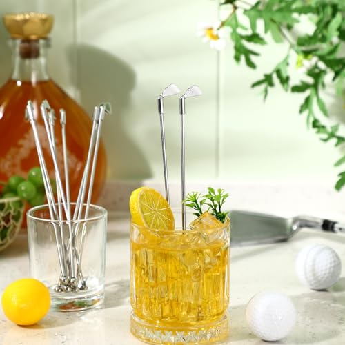 20 Pcs Metal Golf Cocktail Stirrers Swizzle Stir Sticks 7.87 Inch Reusable Drink Stirrer Sticks Party Decorations Golf Party Clubhouse and Outing Decorations (20 Count)