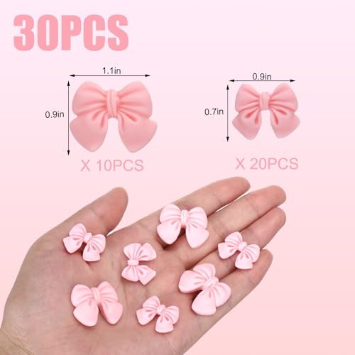 30 Pcs Pink Bow Cupcake Toppers (30 Count)
