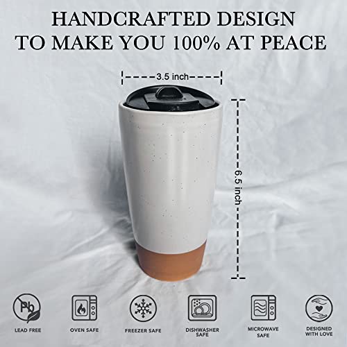 Double Wall Ceramic Coffee Travel Mug with Lid