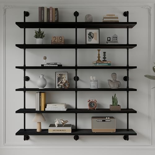 Floating Shelves for Wall Living Room Shelves Bookshelf Industrial Pipe Shelving Shelf Real Wood Planks 60 inch Rustic Wall Shelves Hanging Bookshelves Farmhouse Kitchen Bar Shelving