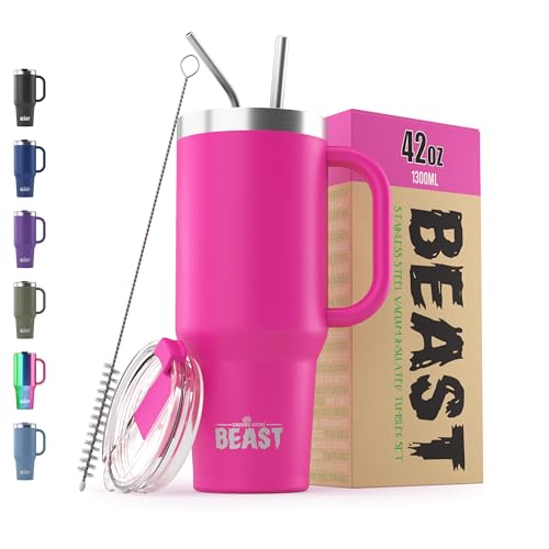 Beast 42 oz Tumbler with Handle Stainless Steel Vacuum Insulated Coffee Ice Cup Double Wall Travel Flask